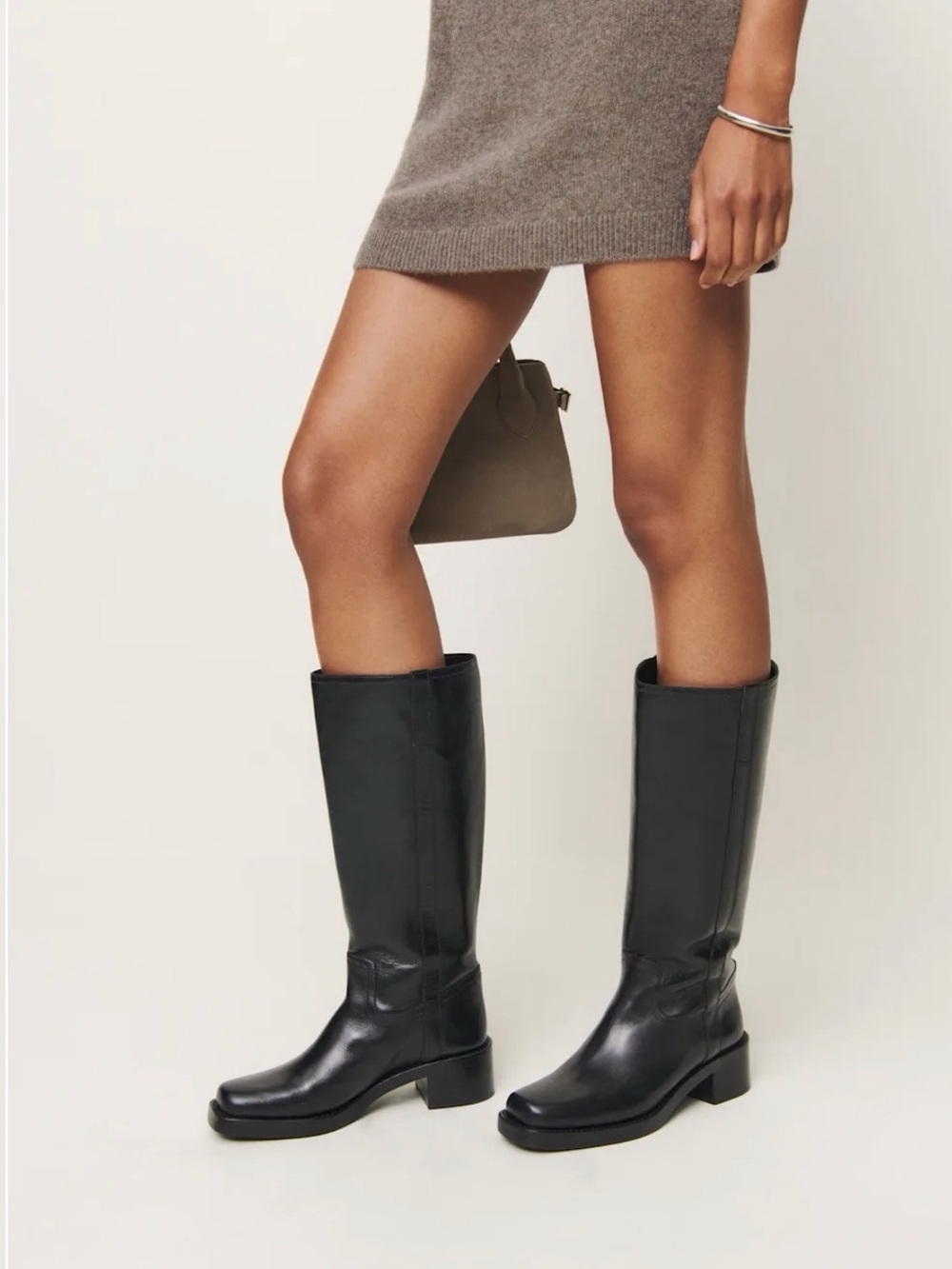 Reformation Frances Knee High Boot Black - Size 9